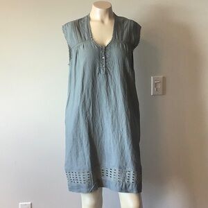 Indi & Cold Sleeveless Shift Dress in Dusty Blue